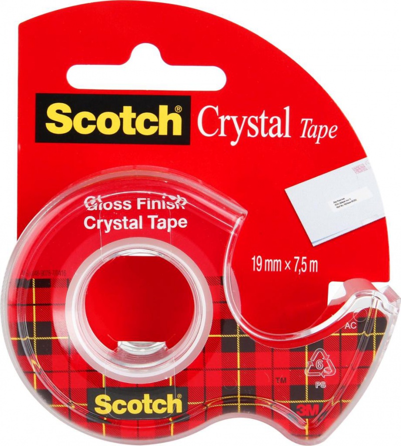 Taśma klejąca Scotch Crystal Clear 6-1975 19mm x 7,5m na podajniku, przezroczysta 3M-UU005552839